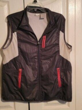 Danskin Gray Athletic Vest XXL Pink Trim Drawstring 4 Pocket Lightweight